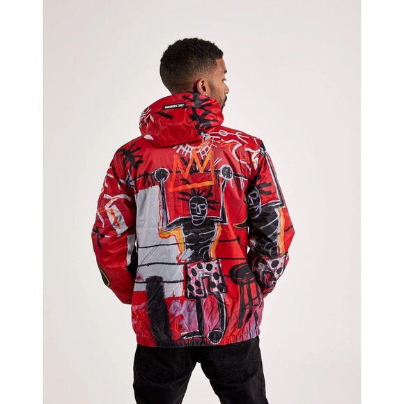 Jean-Michel Basquiat x Members Only Hooded Red Black Midweight Jacket Small NWT - Picture 2 of 4
